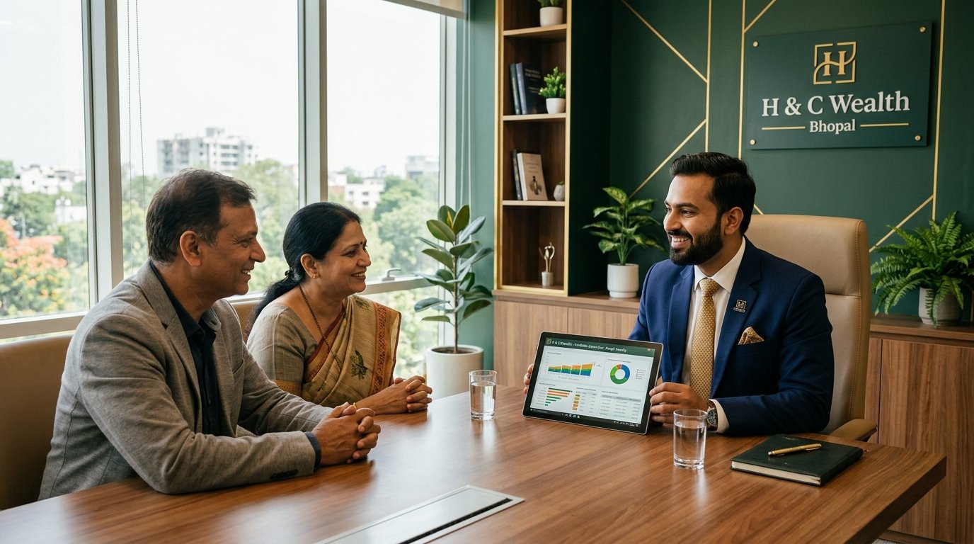 Invest with Dhan professional financial advisor consulting clients in Bhopal headquarters